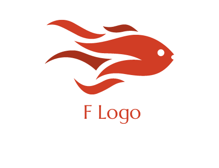 abstract fish with fire flames icon