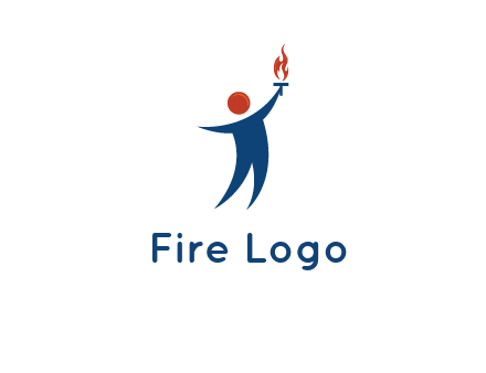 abstract person holding Olympic flame logo