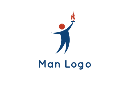 abstract person holding Olympic flame logo