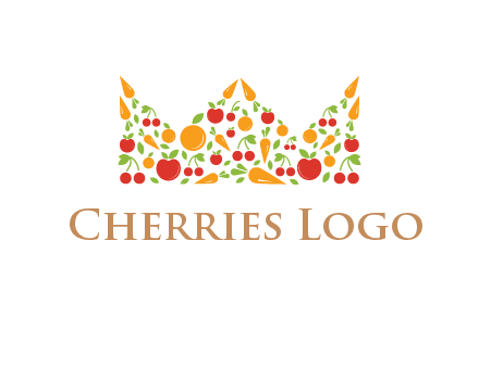 vegetables and fruits forming abstract crown logo