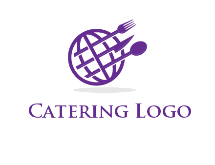 globe combined with fork spoon and knife logo