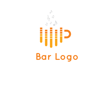 music bars forming coffee cup with notes logo