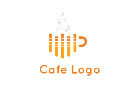 music bars forming coffee cup with notes logo