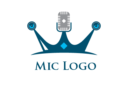 mic and speaker merge with crown logo