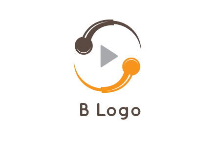 mic forming circle with play music icon logo