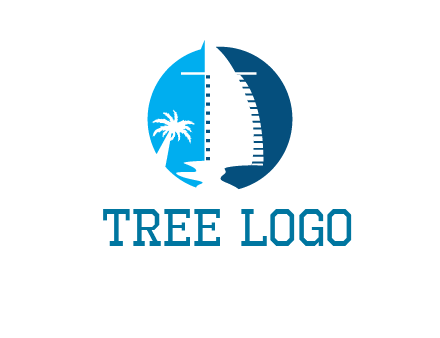 sailing boat and tree in circle logo