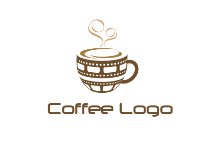 creative film reel coffee mug logo