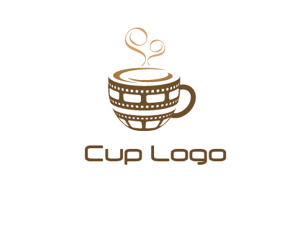 creative film reel coffee mug logo