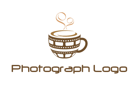 creative film reel coffee mug logo