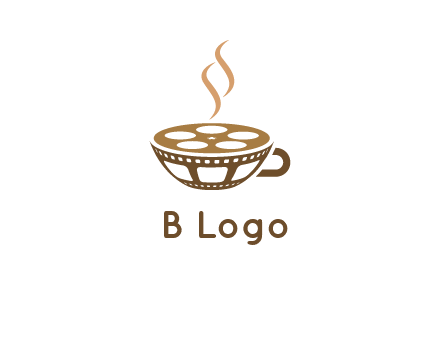 creative film reel coffee cup logo