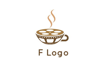 creative film reel coffee cup logo