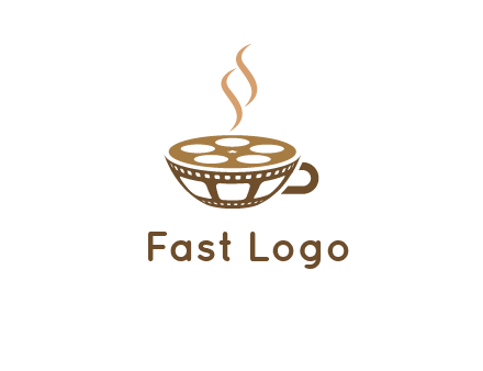 creative film reel coffee cup logo