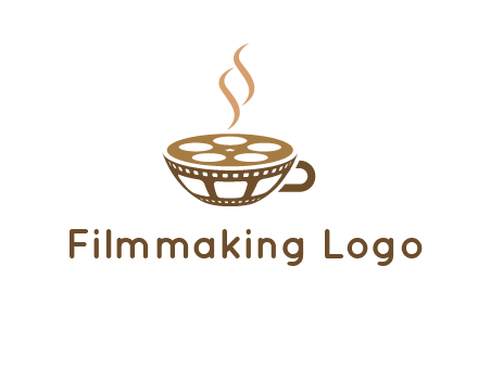 creative film reel coffee cup logo