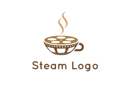 creative film reel coffee cup logo