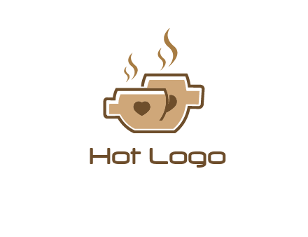 heart on coffee cups logo