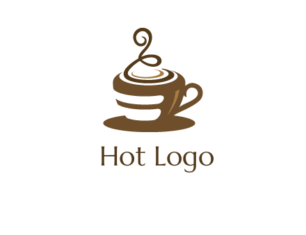 curly steam on coffee cup logo