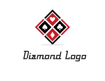 card suits in rhombus shape logo