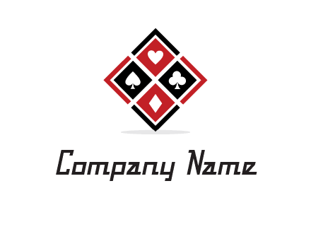 card suits in rhombus shape logo