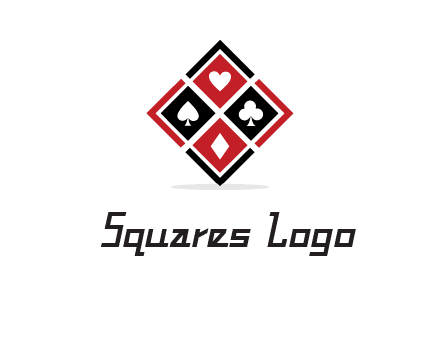 card suits in rhombus shape logo