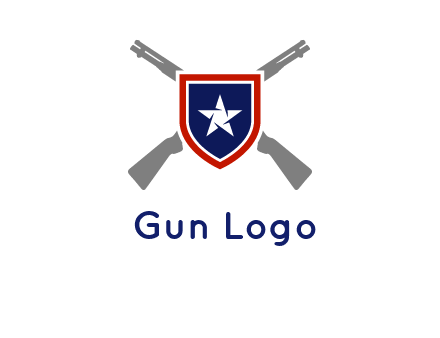 star in shield and guns emblem logo