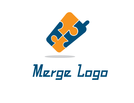 puzzle pieces in mobile shape logo