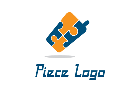 puzzle pieces in mobile shape logo