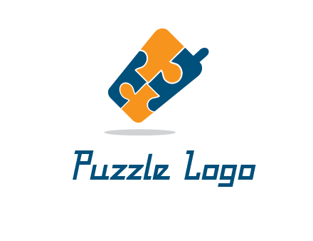 puzzle pieces in mobile shape logo