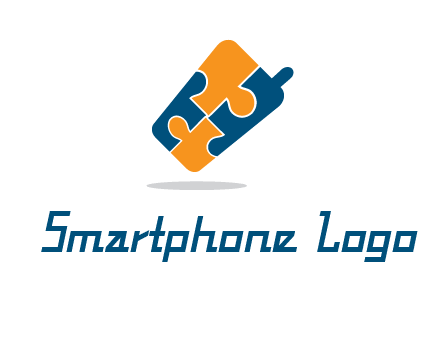 puzzle pieces in mobile shape logo