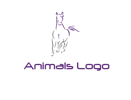 line art running horse logo