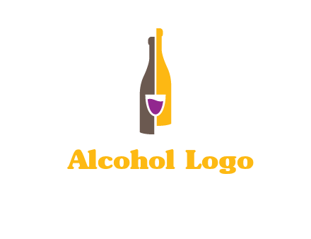 wine bottle with glass logo