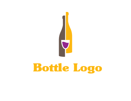 wine bottle with glass logo