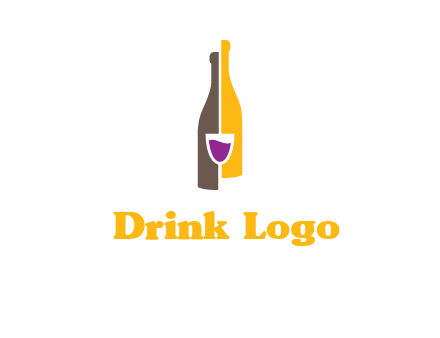 wine bottle with glass logo