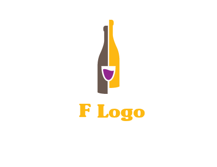 wine bottle with glass logo