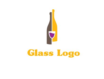 wine bottle with glass logo