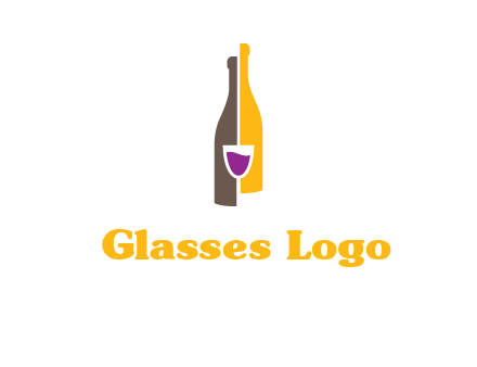 wine bottle with glass logo