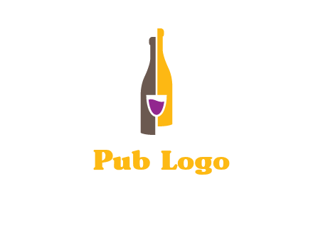 wine bottle with glass logo