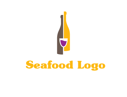 wine bottle with glass logo