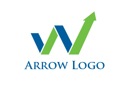 graph bar arrow in letter w logo