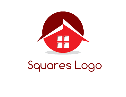 Abstract roof and window in circle logo