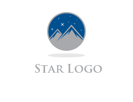 mountain peaks in circle with stars logo