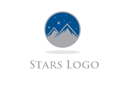 mountain peaks in circle with stars logo