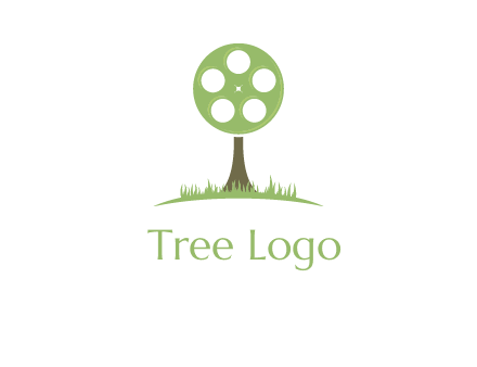 film reel on tree logo