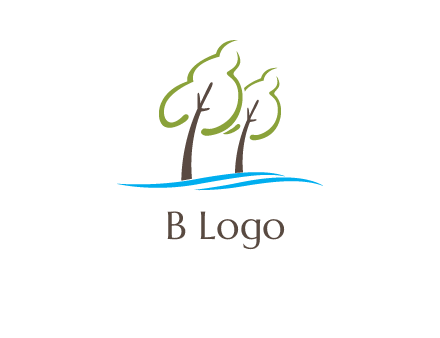 abstract trees and waves logo