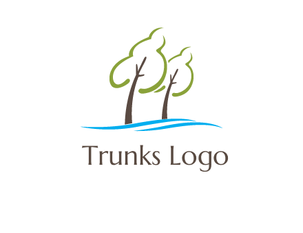 abstract trees and waves logo