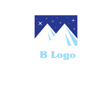 ski mountain peaks with stars icon