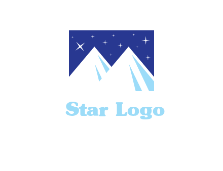 ski mountain peaks with stars icon