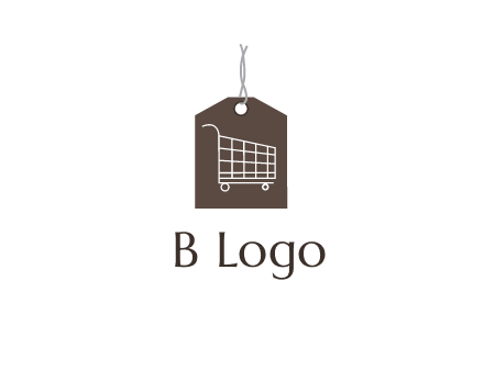 shopping cart on price tag logo