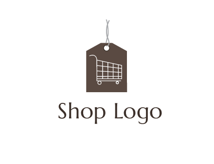 shopping cart on price tag logo