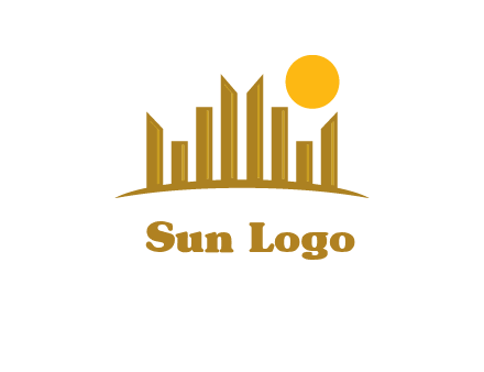 abstract skyline with sun logo