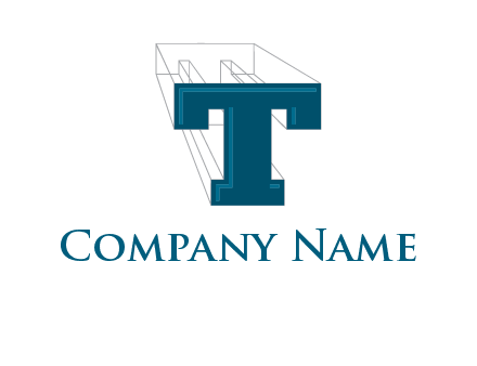3D letter T construction logo